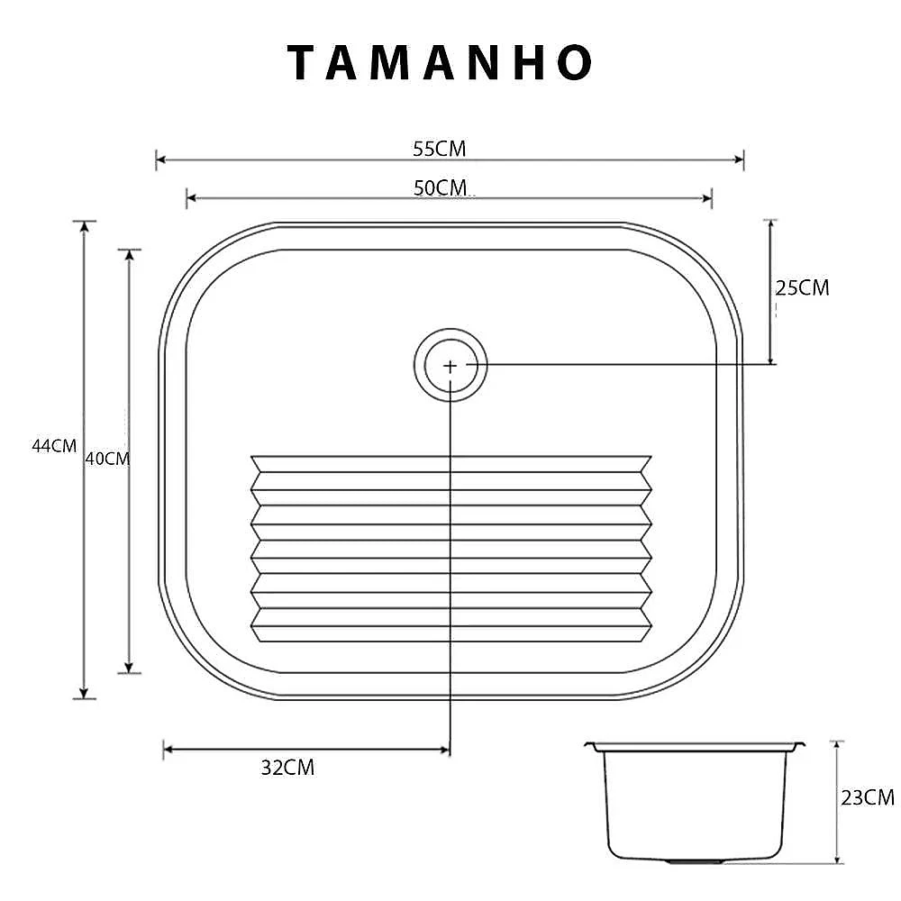 Tanque Lavanderia Lavar Roupa 30l Aço Inox Balcao Pia Com Valvula Sifao Limpeza Lavabo Casa