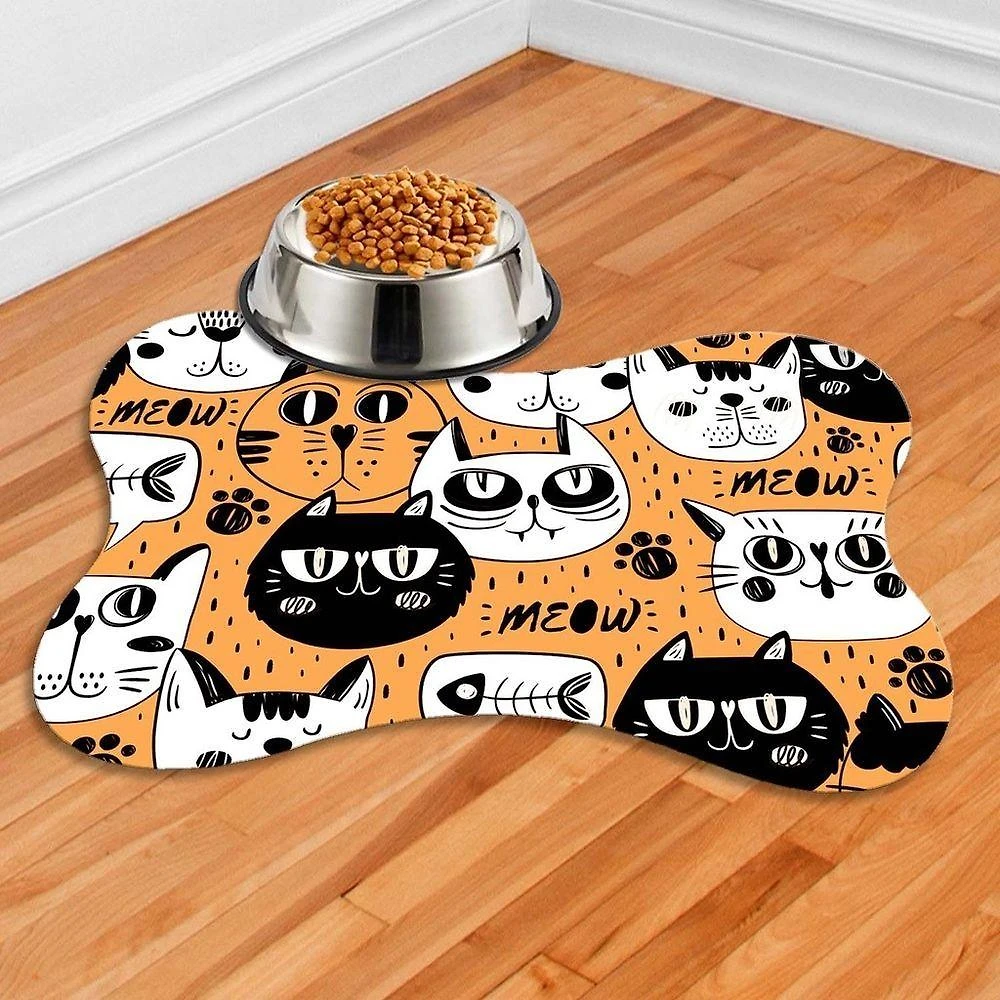 Tapete para Comedouro Pet OEM Pet 10010 para Cães e Gatos Estampa Ossinho 38X25 1 Unidade