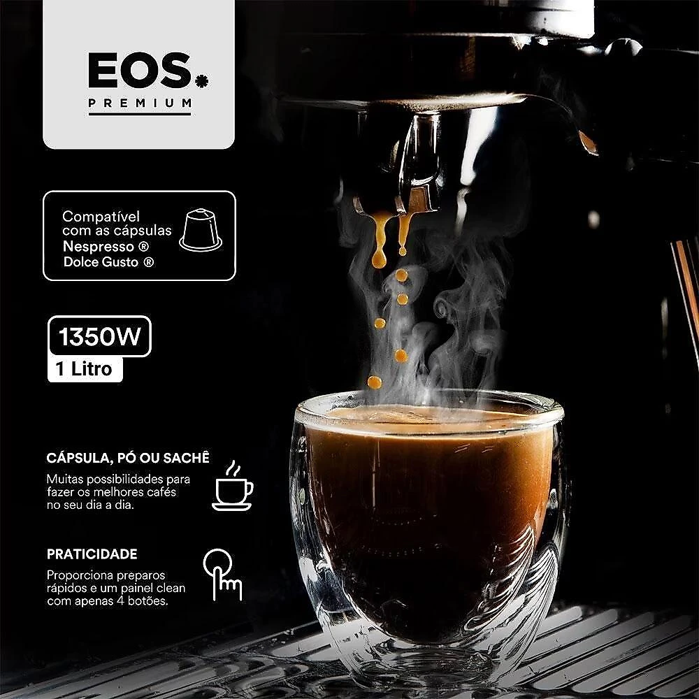 Cafeteira Expresso Italiana 3 Em 1 Inox Dupla Saída Cafeteria Ecf01ec 220v - Eos B170566 220v