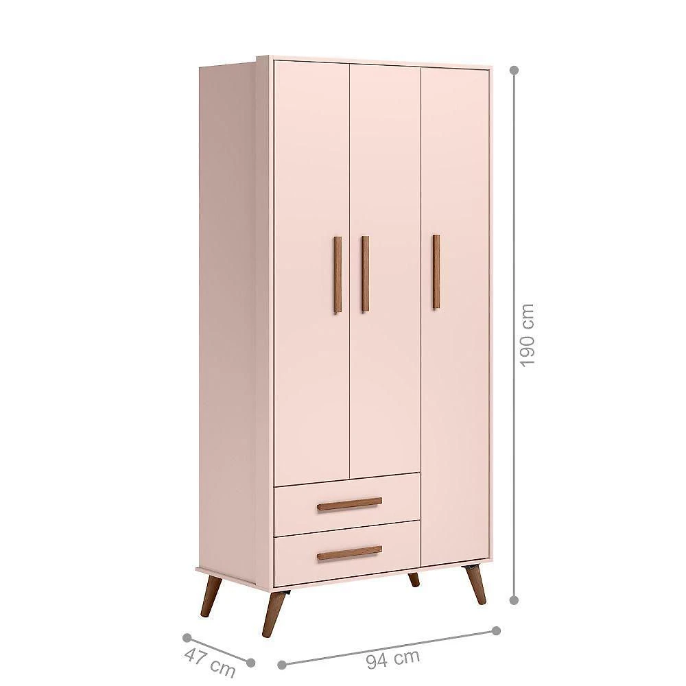 Miniatura Conjunto Quarto Infantil Retro Berço E Guarda Roupa Lima Rosa Com Colchao