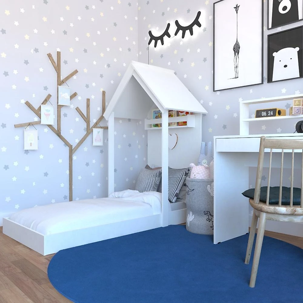 Conjunto Infantil com Cama e Escrivaninha Bramov Móveis Branco