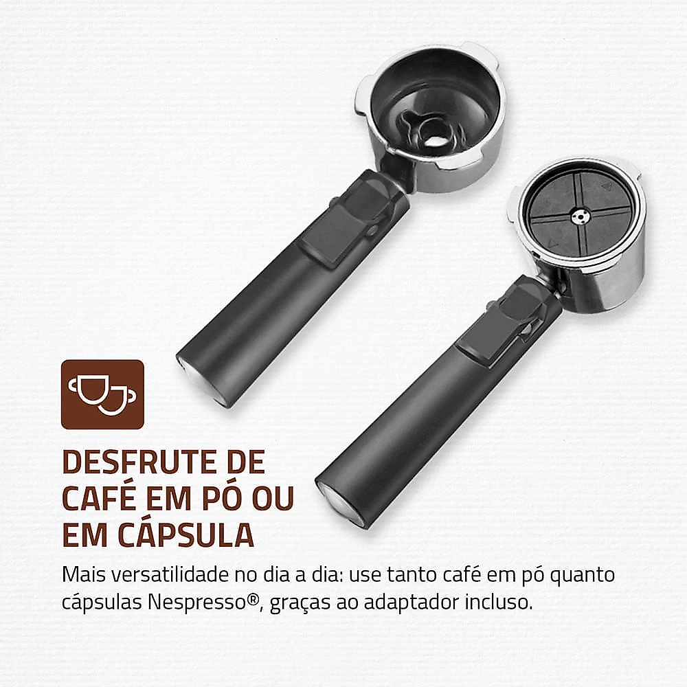 Cafeteira Espresso Dolce Crema 20 Bar Mondial Preto/Inox 1200W - C-21-E-CNP 110