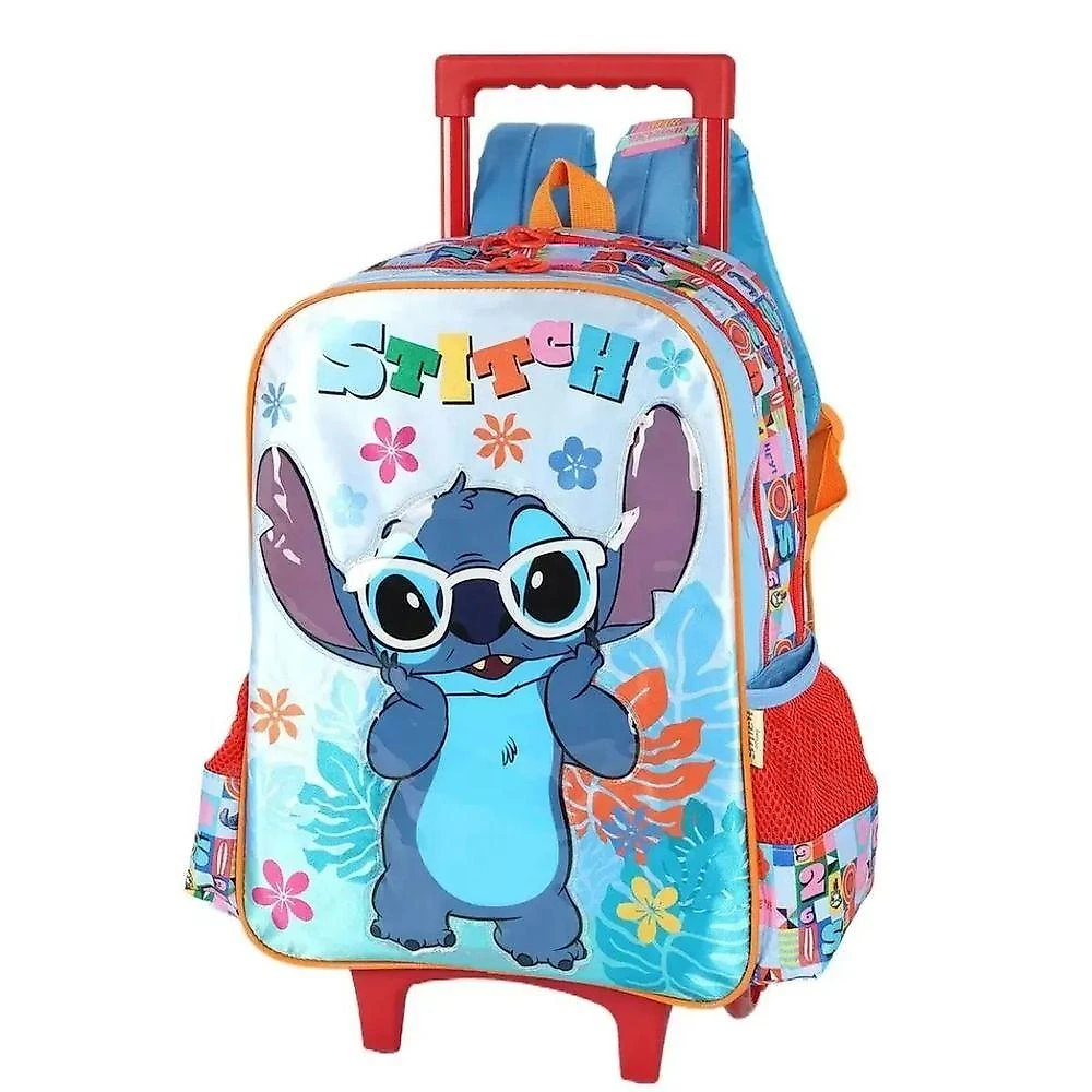 Mochila Escolar com Rodinhas Luxcel Stitch Angel Poliester Lilás Infantil