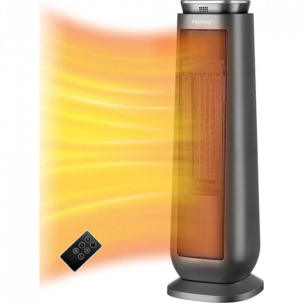 Aquecedor Elétrico de Torre em Cerâmica com Controle Remoto e Temporizador, 1500W 110V, PELONIS PTH15A4BGB, Preto