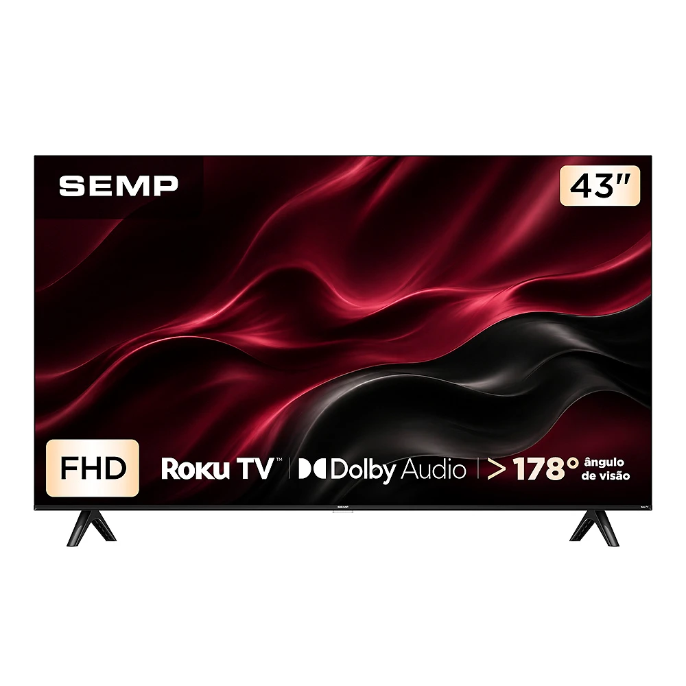 Smart TV Semp 43 Polegadas LED Full HD S42R Roku TV Wi-Fi Dolby Audio Brilho até 240 Nits 43S42R