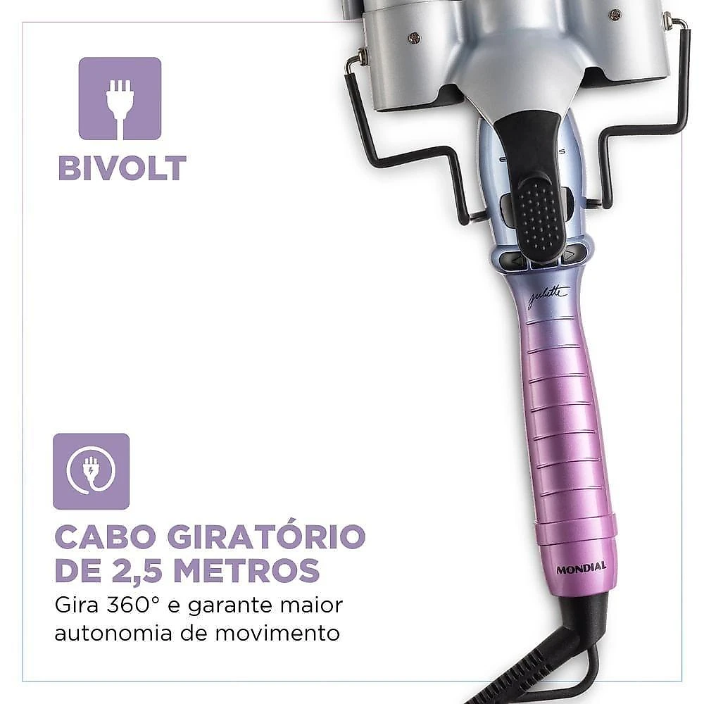 Modelador De Cachos Triondas By Juliette Mondial Azul/rosa Bivolt Mct-ju-03
