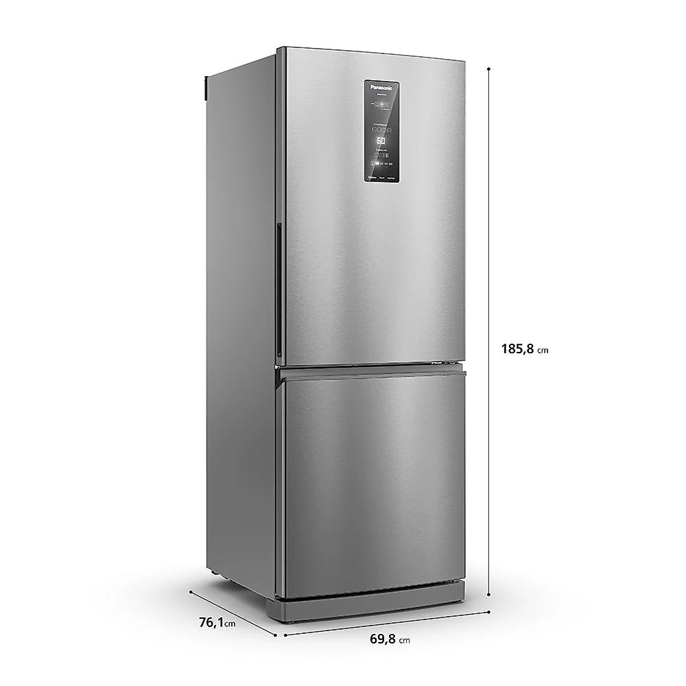 Geladeira panasonic bb64pv 475l frost free inverter bivolt aço escovado