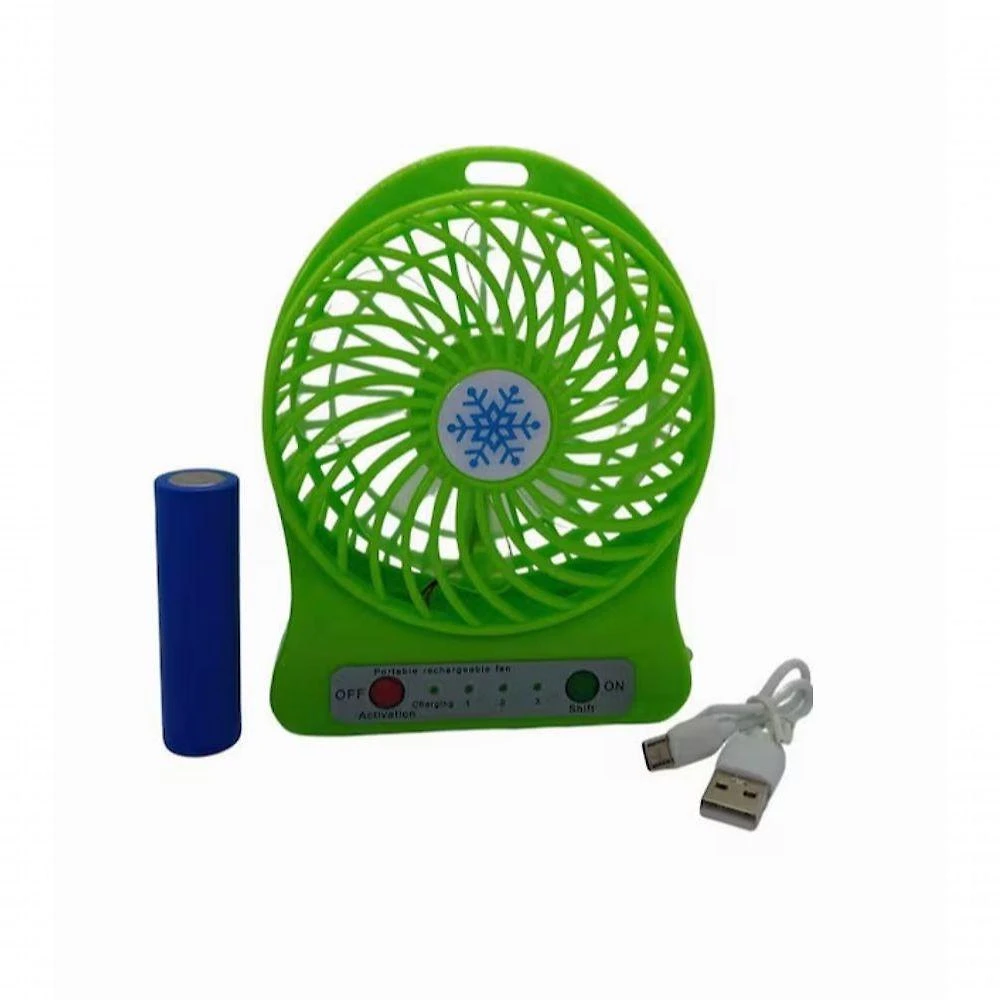 Mini Ventilador Portátil Recarregável Com 3 Velocidades – Frescor Compacto Para Qualquer Lugar Verde