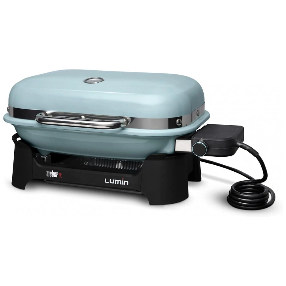 Miniatura Churrasqueira Elétrica Portátil Externa sem Suporte, 110V, Weber Lumin, Azul Claro