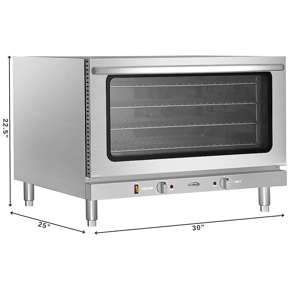Forno de Convecção de Bancada Comercial KoolMore 81 cm, Capacidade para Pães Grandes, 4 Grades, 3500W, 220V em Inox, Certificado pelo INMETRO.