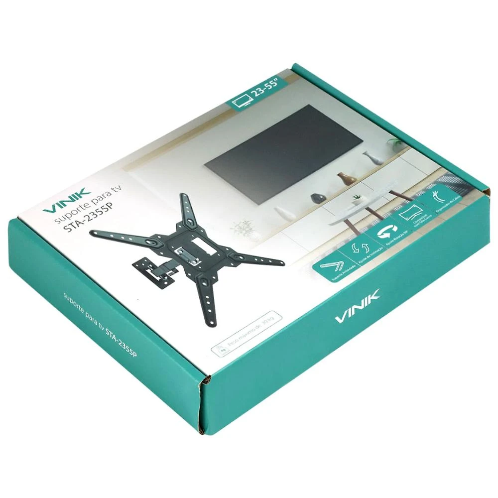 "suporte articulado tv 23-55"" 30kg inclinação vinik"