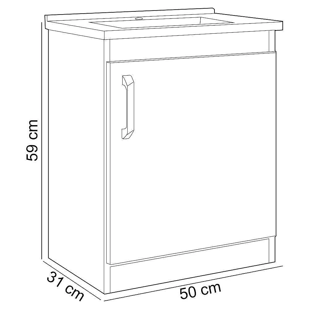 Conjunto Para Banheiro Gabinete Lavatório E Espelheira Cesana 50cm B06 Branco Carvalho - Lyam Decor
