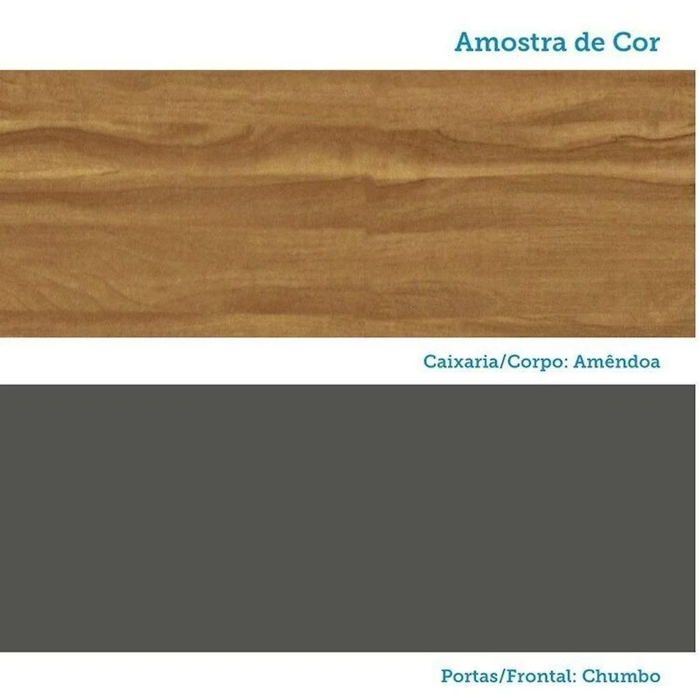 Cozinha Modulada Compacta 270cm 4 Peças 10 Portas com Tampo 100% MDF Noruega Fresada Espresso Móveis Amêndoa/Chumbo