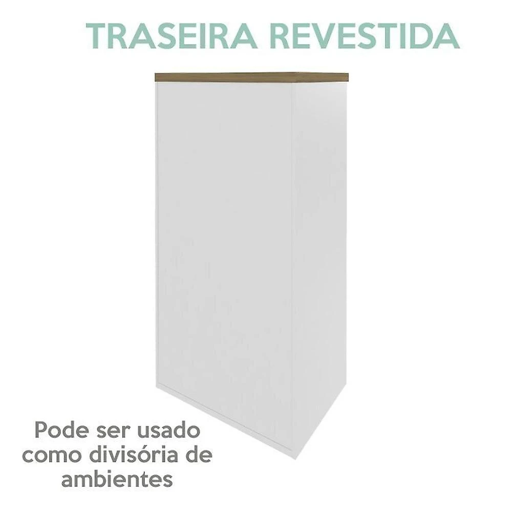 Kit 2 Peças com Escrivaninha em L com Porta de Correr e Armário Alto Multiuso Olmo/Branco