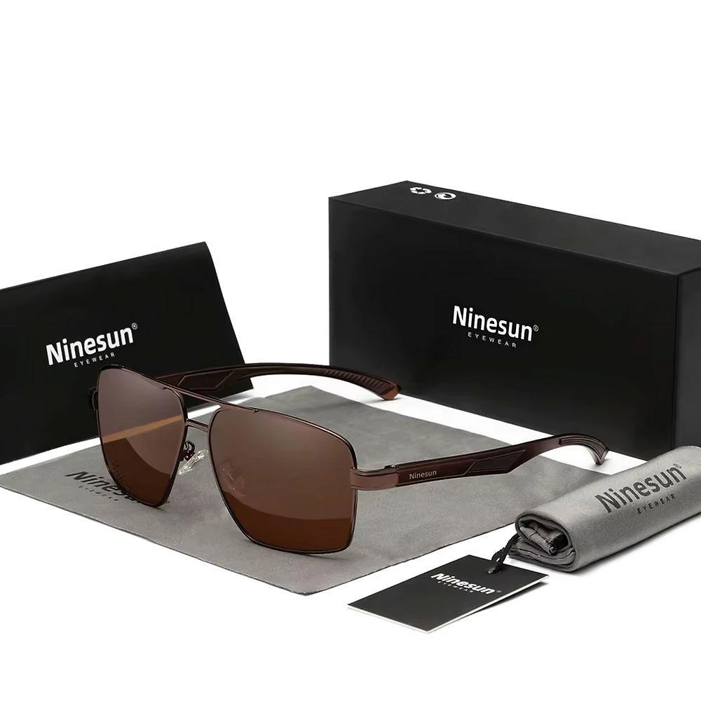 Óculos De Sol Masculino Design Quadrados Estilo Classico Piloto Com Protecao Uv400 Marrom