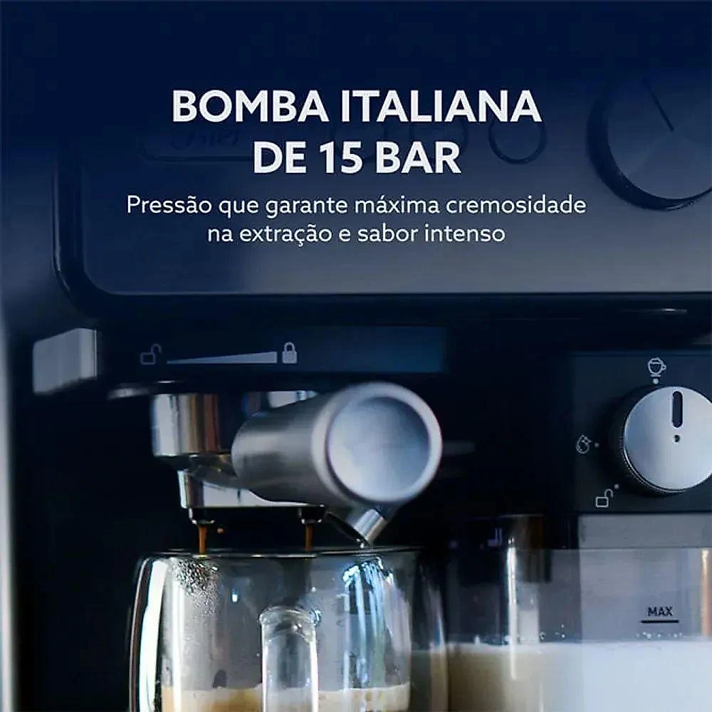 Kit Cafeteira Expresso Primalatte Inox Oster 18 Xícaras Cinza 110V