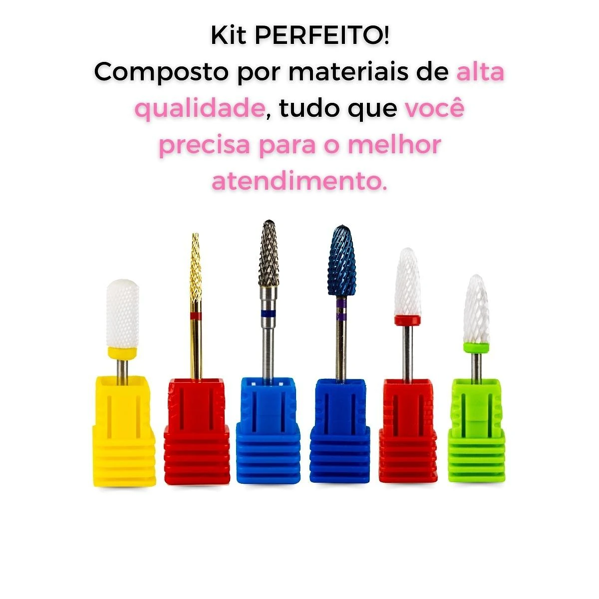 Miniatura Kit 6 Brocas Tungstênio Cerâmica Lixadeira Unhas Gel Fibra