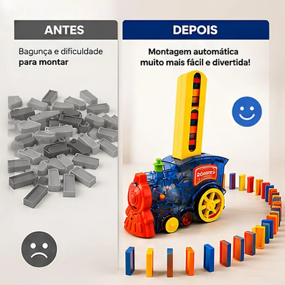 Trem de Brinquedo Dominá com Luz Fumaça e Música 80 Peças Toys & Toys