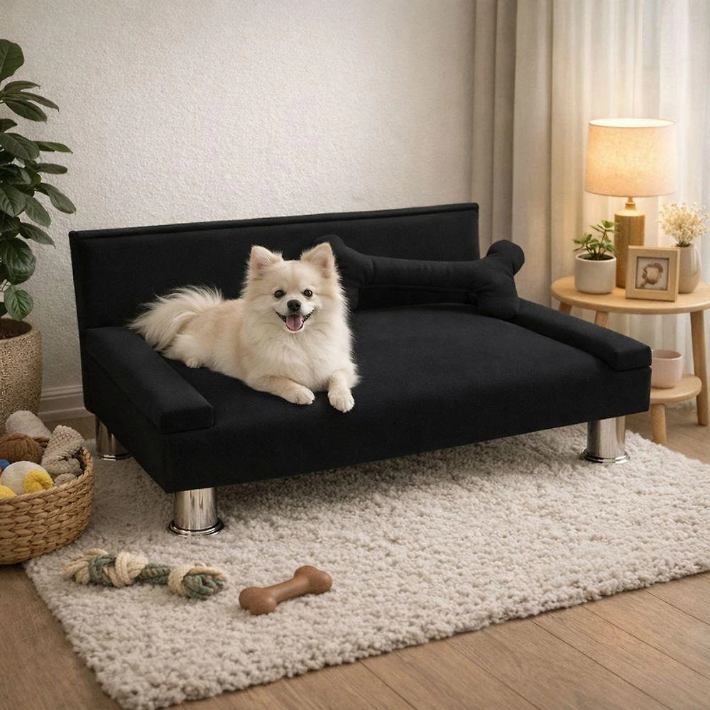Cama Pet Pallazio para Cães e Gatos 90x60cm Almofada de Osso Preto