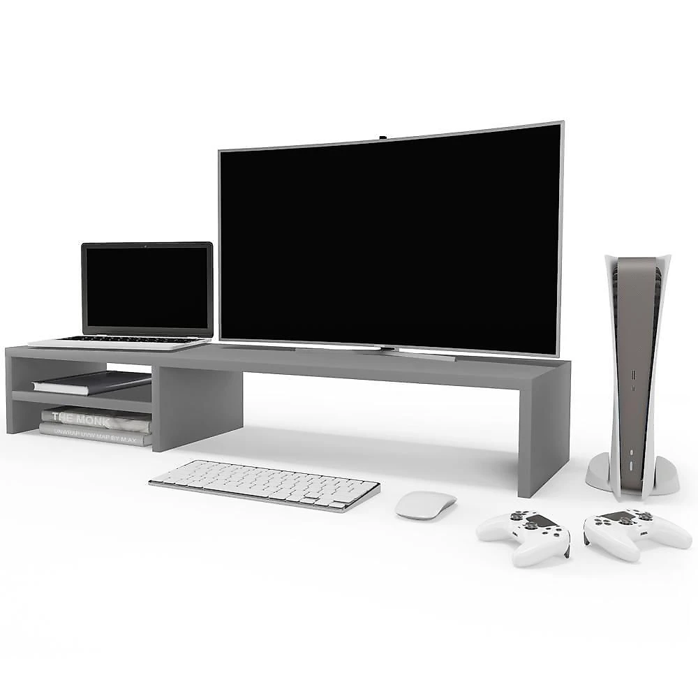 Kit 02 Suportes Para Monitor Stand Home Office Lap 90 Cm L03 Cinza - Lyam