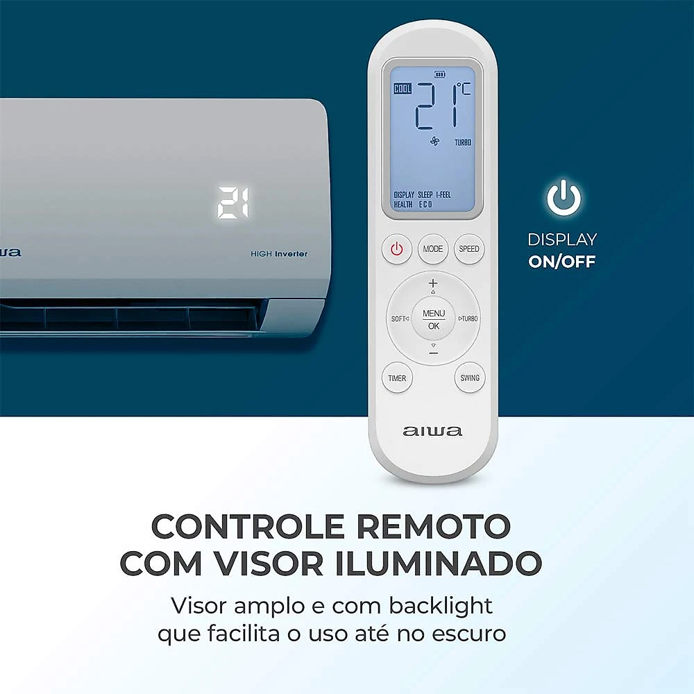 Ar Condicionado Split 9000 BTU's Inverter Externa Aiwa Branca 220V Branco - 220V