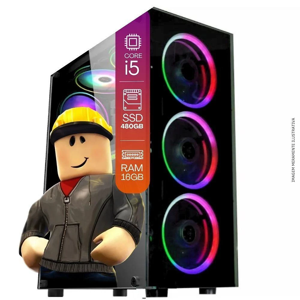 Computador Desktop Gamer Tob Computers TOB Intel Core I5 16GB RAM SSD 480GB Preto