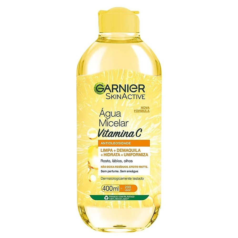 Água micelar antioleosidade  skinactive garnier  vitamina  c 400ml