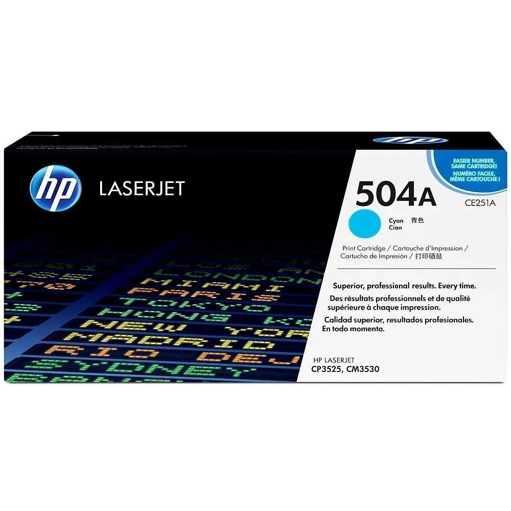 Toner HP 504A CE251A Ciano Original para Laserjet CP3525 CM3530