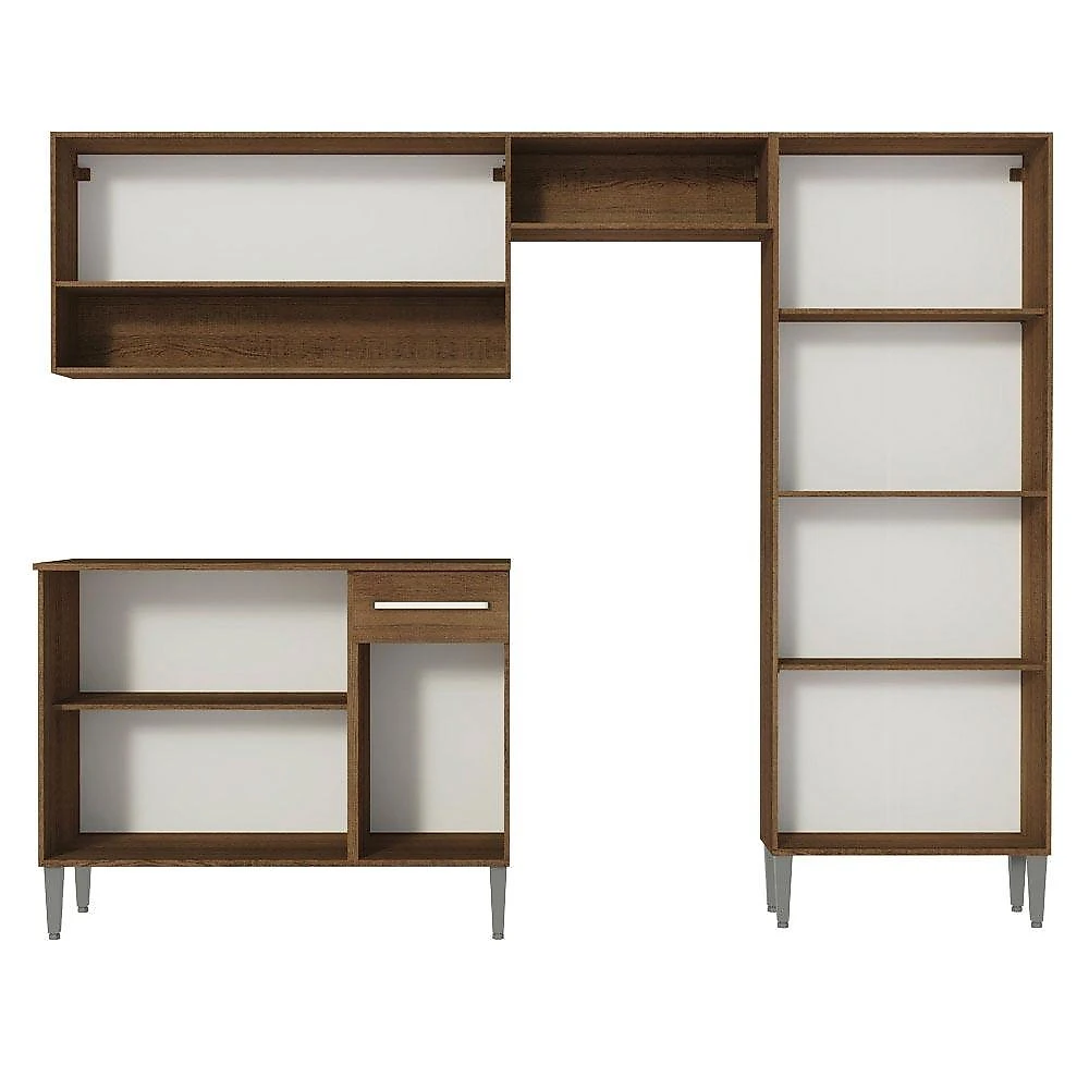 Armário de Cozinha Compacta Madesa Emilly Pop com Balcão Rustic/Preto Rustic/Preto
