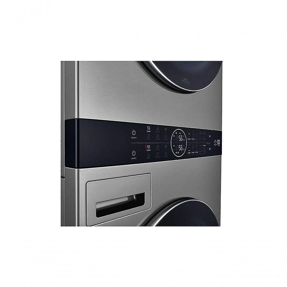 Lavadora e Secadora Elétrica Smart LG WashTower 17kg Aço Escovado com Inteligência Artificial AIDD WK17VS6A 220V