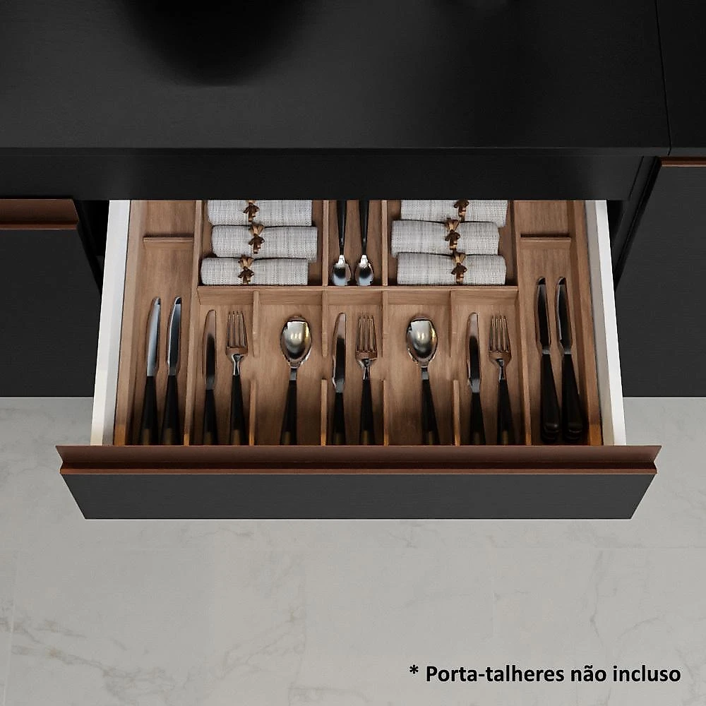 Cozinha completa de canto madesa reims 452001 com armário e balcão - preto