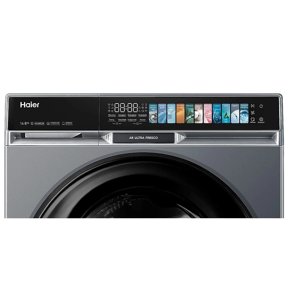 Lava e Seca Haier X-Series X9 14Kg/8Kg Cinza com Essence Wash, Colour UI, Smart Dosing - HWD140 110