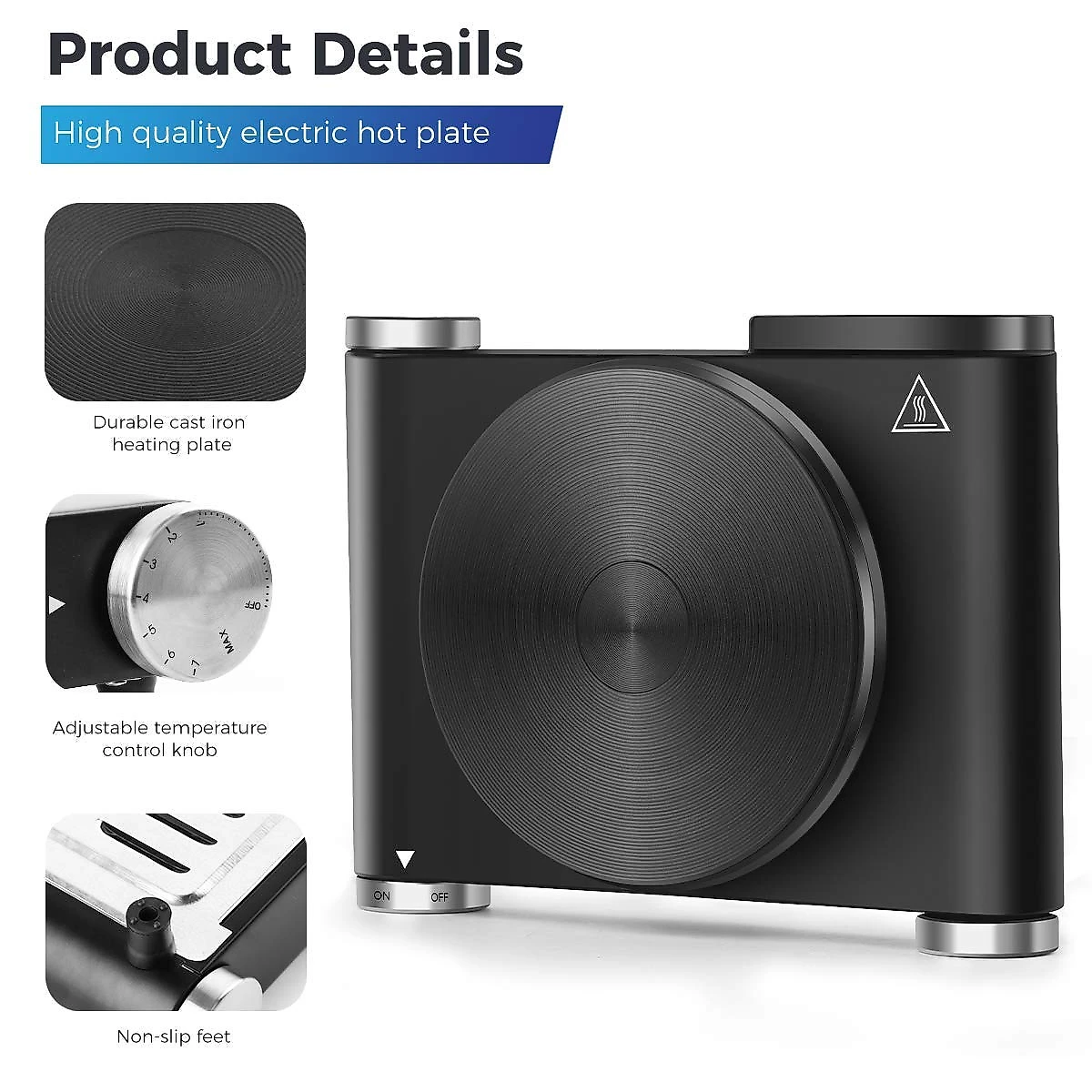 Cooktop Fogão Elétrico Queimador Portátil 1500W Controle de Temp Ajustável Fácil limpar