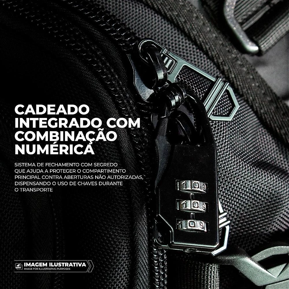 Mochila Bolsa Impermeável 30L com Compartimento para Calçado e Bolso Acolchoado de Notebook até 15.6", Cadeado Integrado - Victus - Gshield