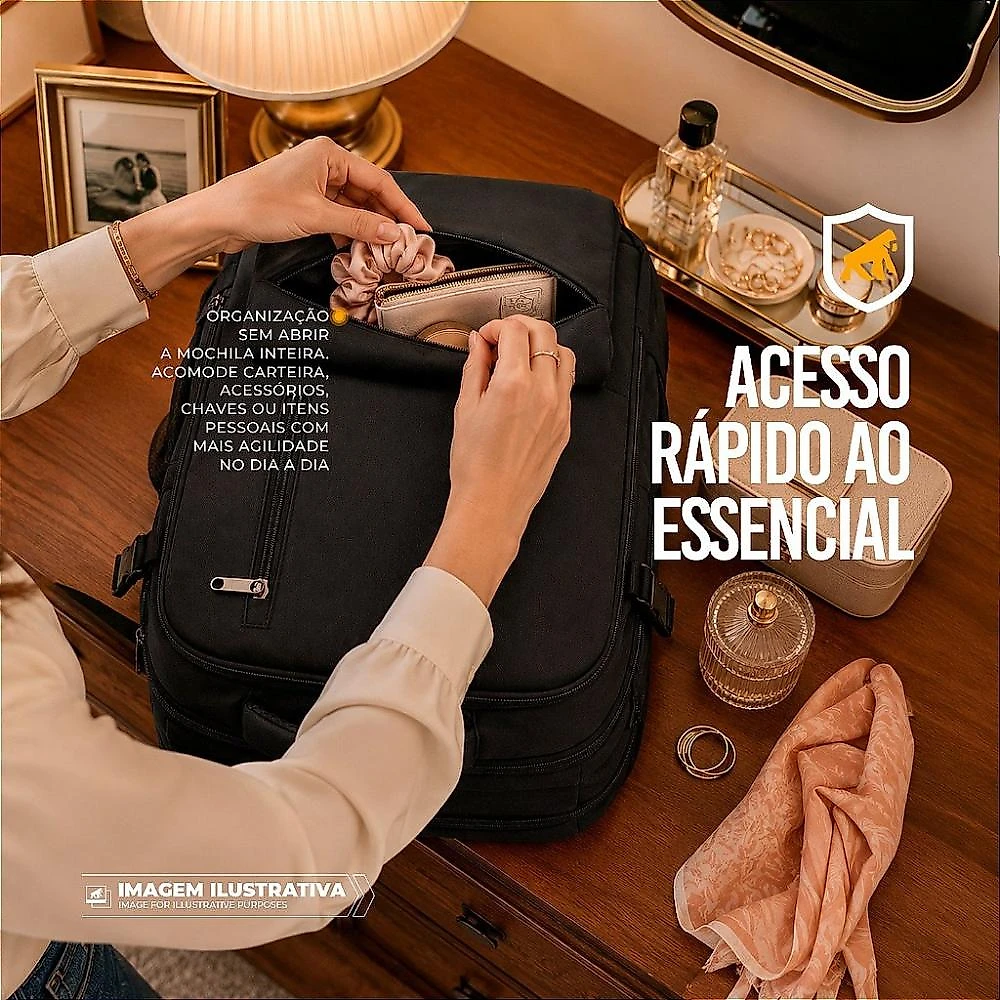 Kit Mochila Symetric Impermeável 33L Notebook 17" + Carregador Turbo PD - Gshield