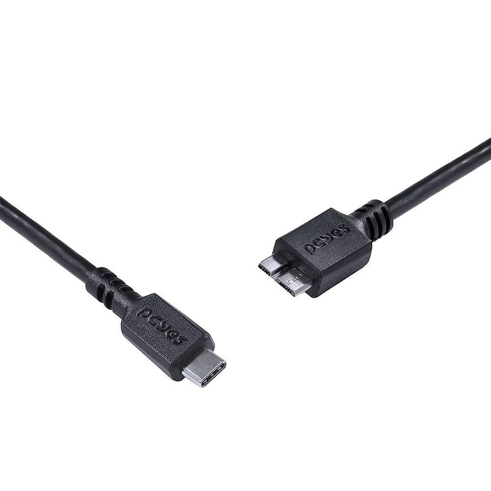 Cabo USB Tipo C para Micro USB B 3.0 1m para HD Externo Preto 5Gbps 5V 3A Pcyes