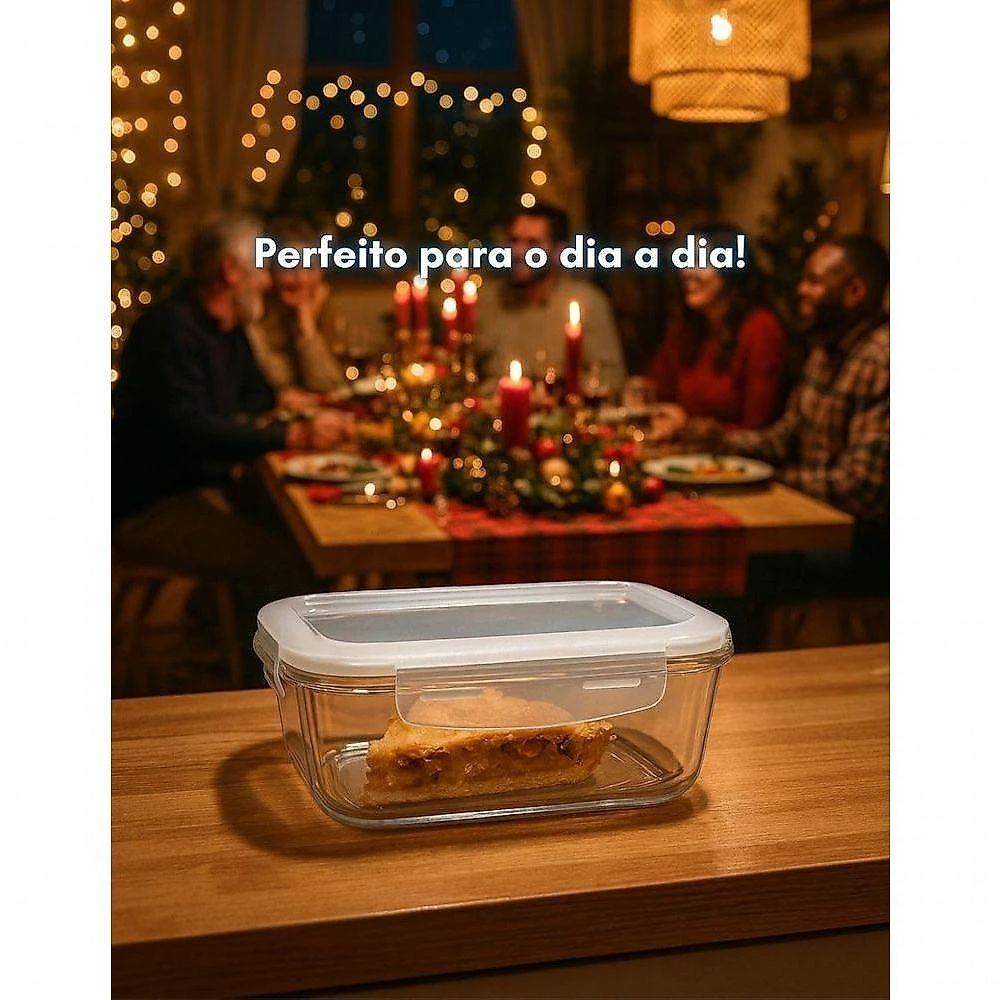 Kit 10 Potes de Vidro Herméticos 1040ML para Cozinha Tampa Plástica Bpa Free Transparente