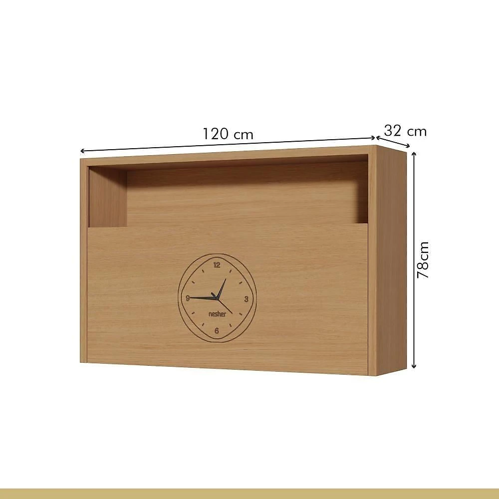 Armário Aéreo 1 Porta Com Relógio 100% Mdf 120cm Condessa Carvalho Nesher Móveis