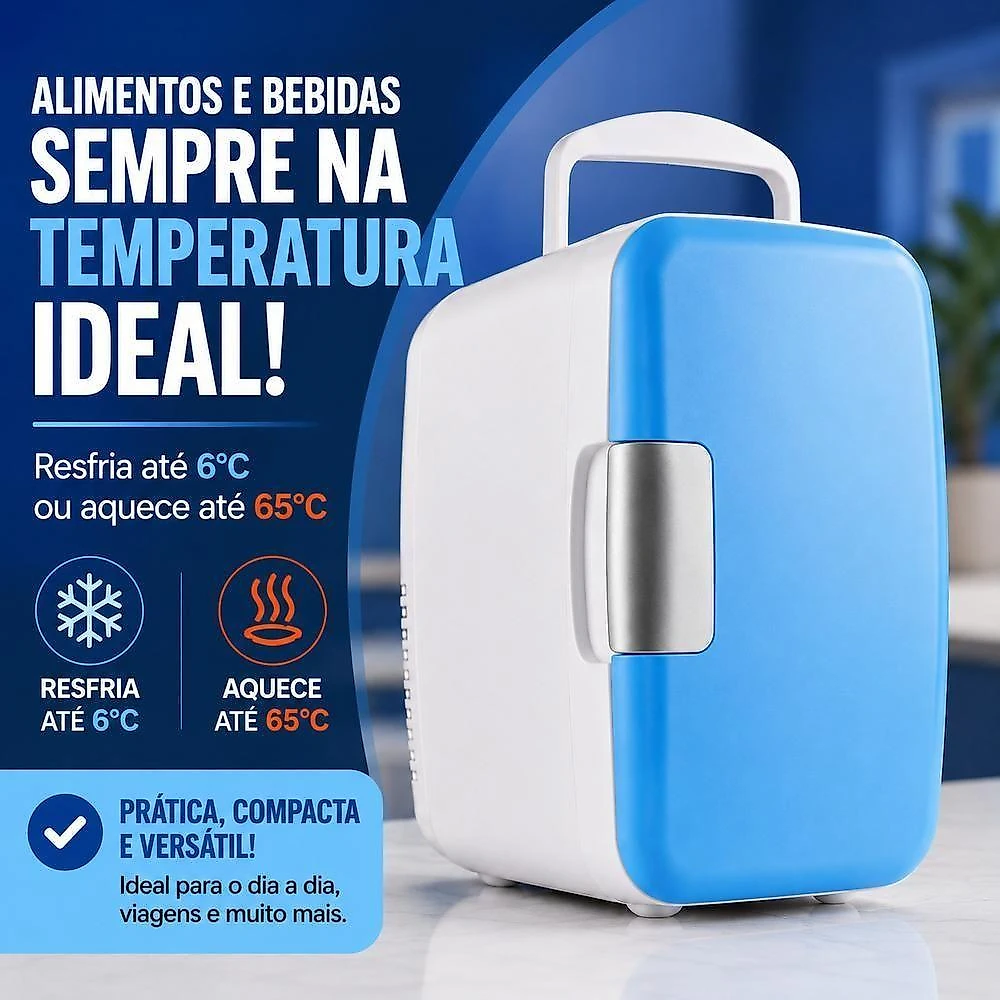 Frigobar Portátil Yeet 4L 2 em 1 Frio e Quente Azul com Branco 12V