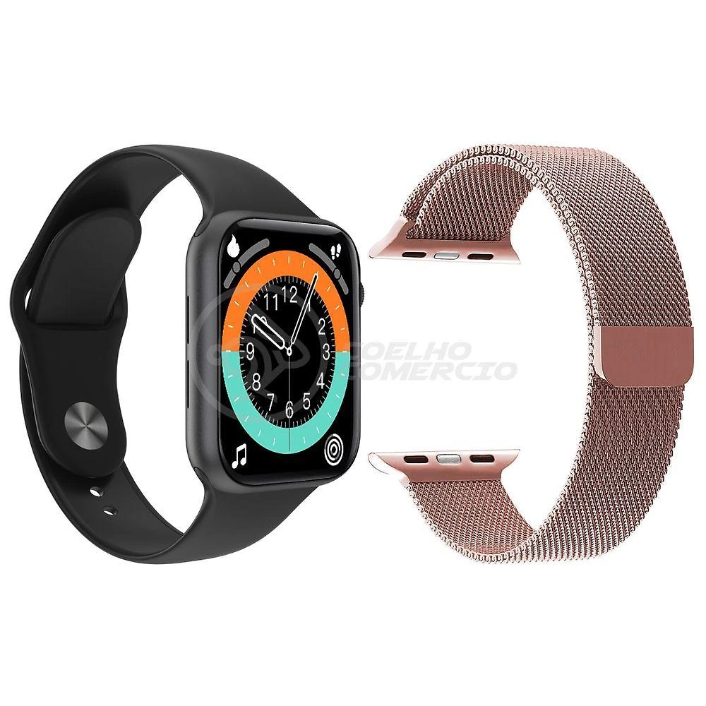 Smartwatch X16 Preto + 1 Pulseira Extra Rosa