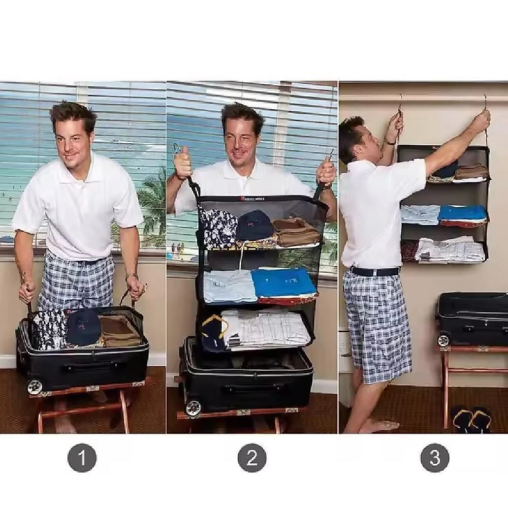 Organizador de Mala Suspenso Yeet 3 Andares em Poliéster 45X46X27CM para Viagem