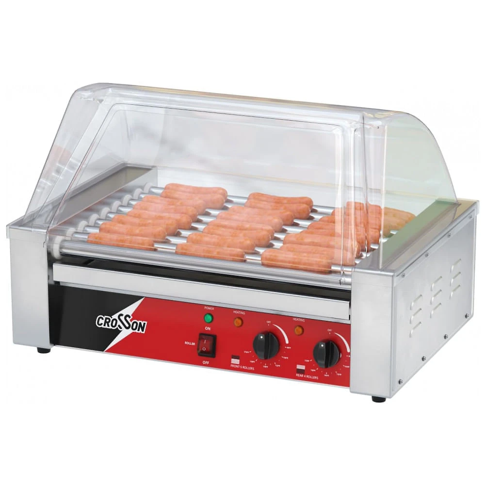 Máquina de Cozinhar Salsichas CROSSON Hot Dog com 9 Rolos de Aço Inoxidável 304 Antiaderentes e Controle de Temperatura Duplo,