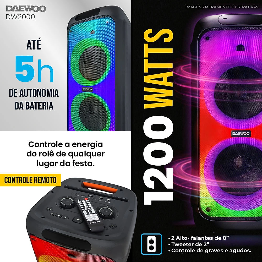 Caixa de Amplificada Daewoo Partybox 2000W