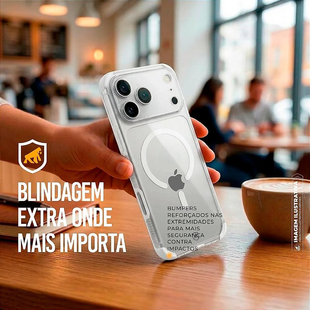 Capa para iPhone 18 Pro Max - Crystal Edge Magsafe - Branca - NÃO AMARELA - Gshield
