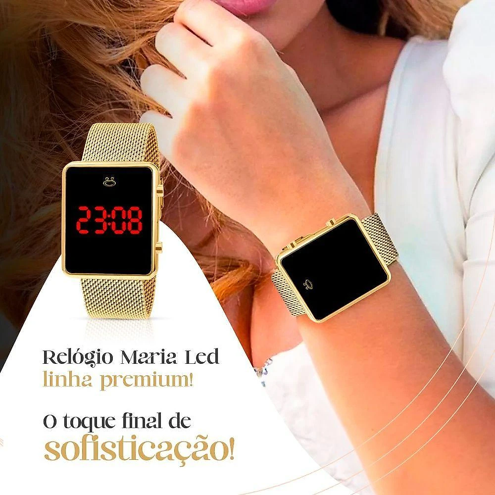 Relogio Feminino Digital Banhado + Caixa Qualidade
