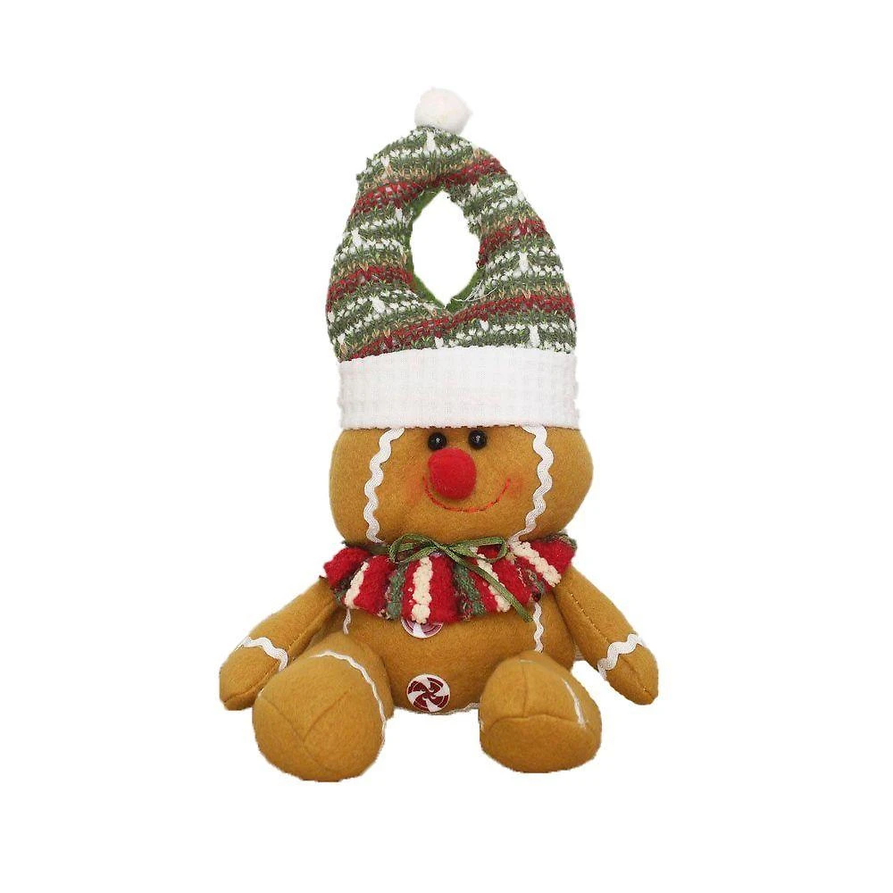 Enfeite de Porta Natalino Maçaneta Biscoito Kit 6 Peças Marrom 26cm