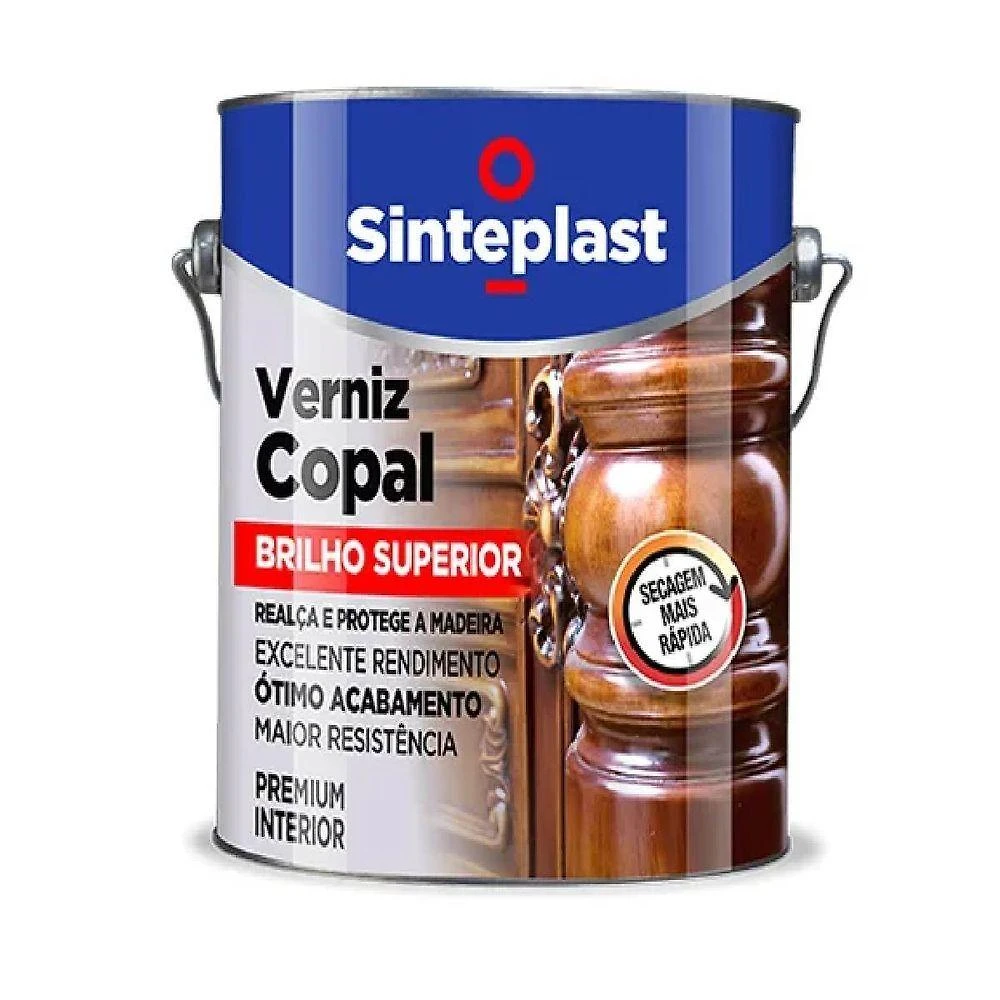 Verniz Copal Incolor Brilhante com Fácil Aplicação 0.9L Transparente Sinteplast
