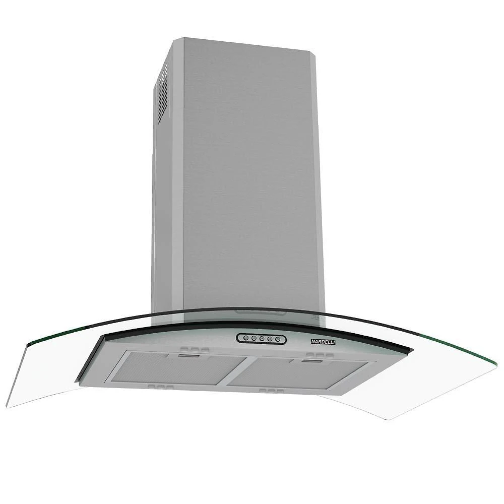 Coifa Ilha Nardelli CIVC Vidro Curvo 90 cm Inox 110V