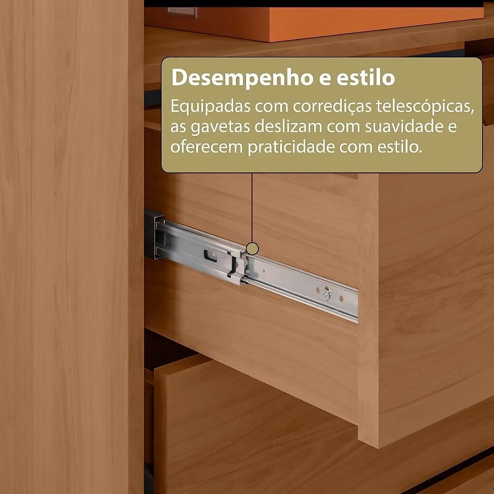 Guarda-Roupa Modulado sem Portas 2 Gavetas 4 Prateleiras Estante Versatille Yescasa Freijó Com Branco