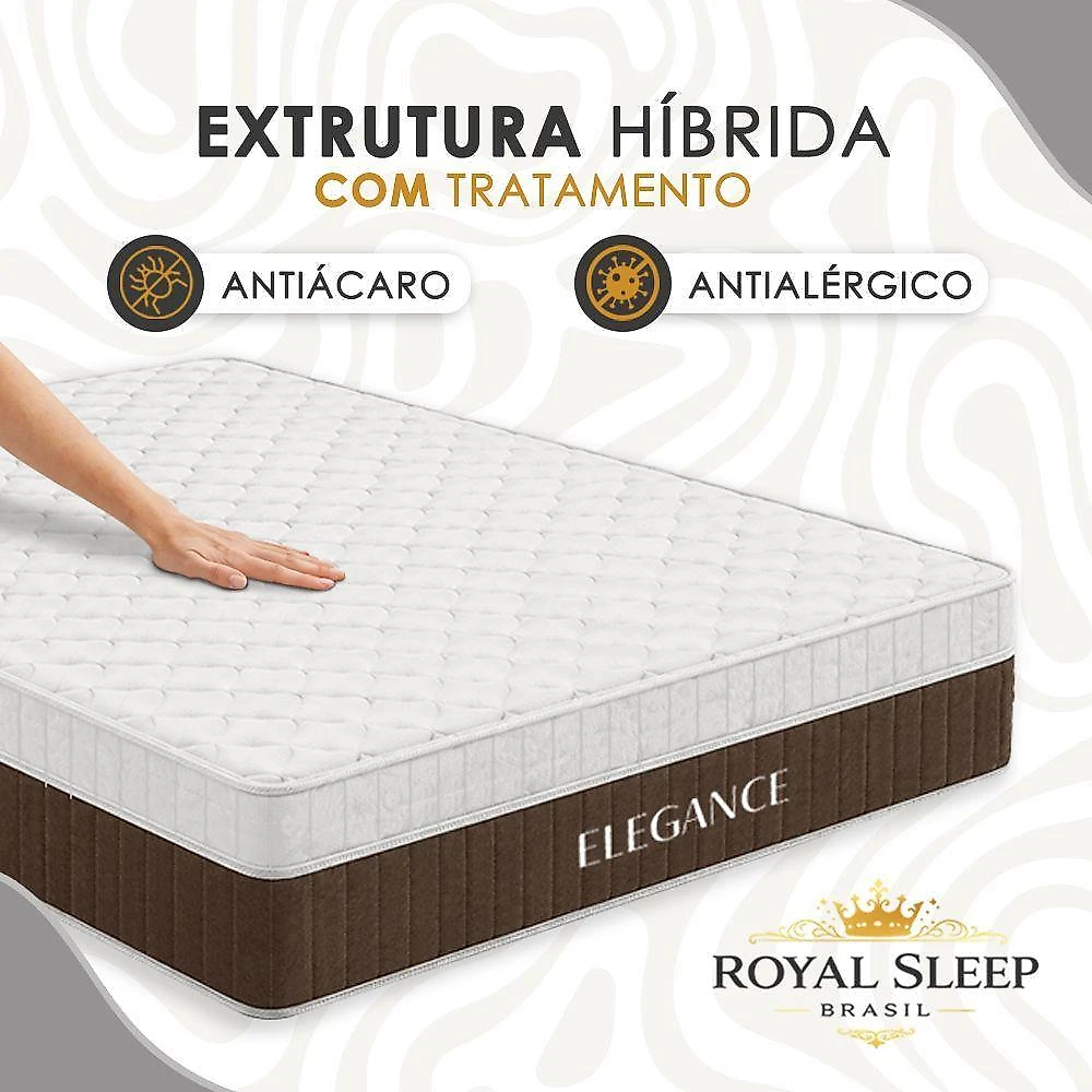 Cama Box com Baú Casal Elegance Euro Pillow Molas Ensacadas Tecido Branco Royal